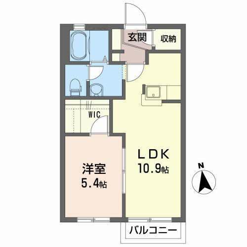 ソレイユ堤(1LDK/2階)の間取り写真