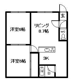 ワンダーハイツ95(2LDK/2階)の間取り写真