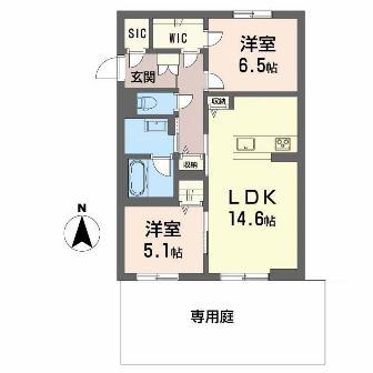 グランスト(2LDK/1階)の間取り写真
