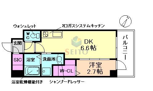エステムコート大阪グラビティ(1DK/10階)の間取り写真