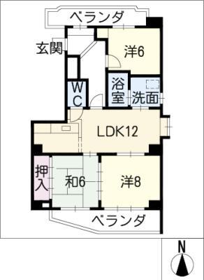 ベルハウス(3LDK/7階)の間取り写真