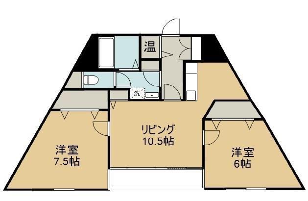 コンチネンタル・インB(2LDK/2階)の間取り写真