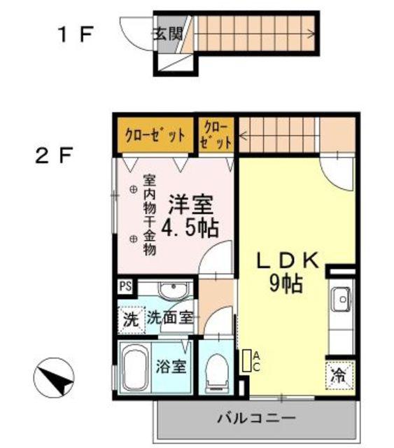 ドルフクレセント七番館(1LDK/2階)の間取り写真