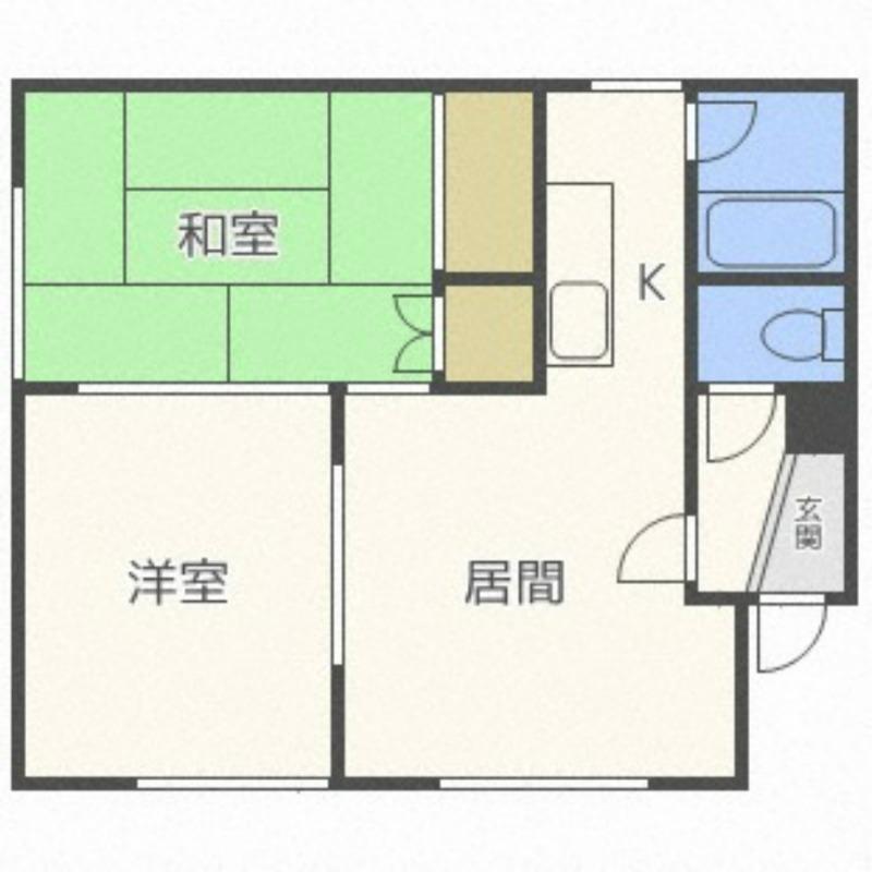 耐雪大洋マンション 1号(2LDK/2階)の間取り写真