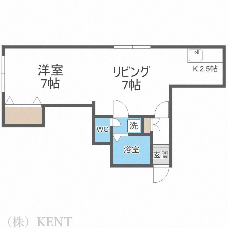 ティファニー北円山(1LDK/2階)の間取り写真