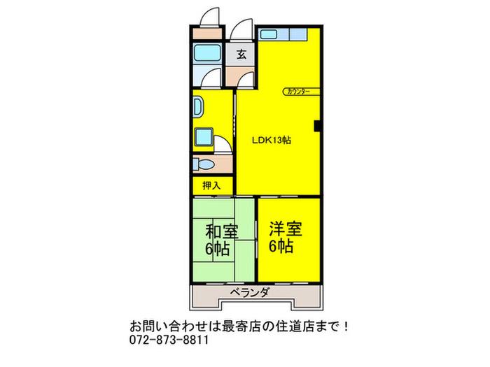 カサフェリス(2LDK/3階)の間取り写真