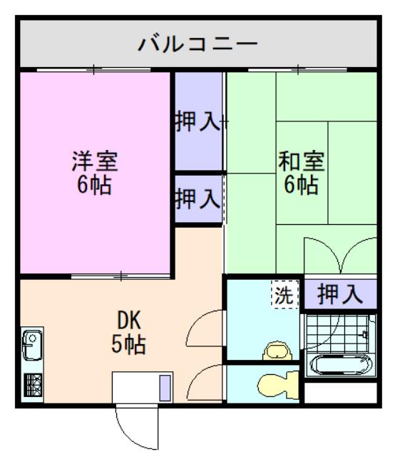 パピヨン四葉(2DK/1階)の間取り写真