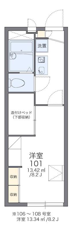 ヴェッセル(1K/1階)の間取り写真