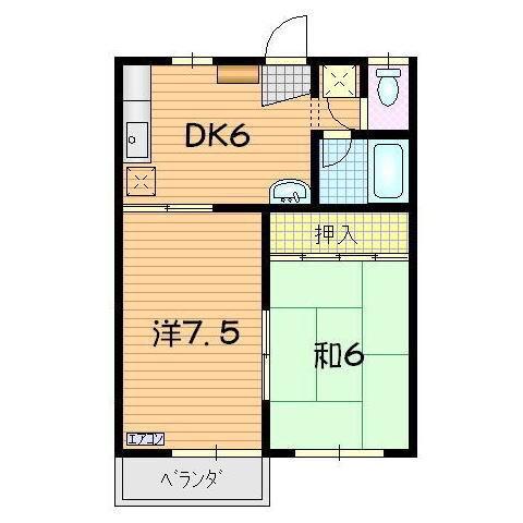 メイプル3(2DK/1階)の間取り写真