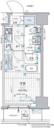 GENOVIA西横浜(1K/8階)の間取り写真