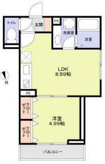 ラリュール鷺宮(1LDK/2階)の間取り写真