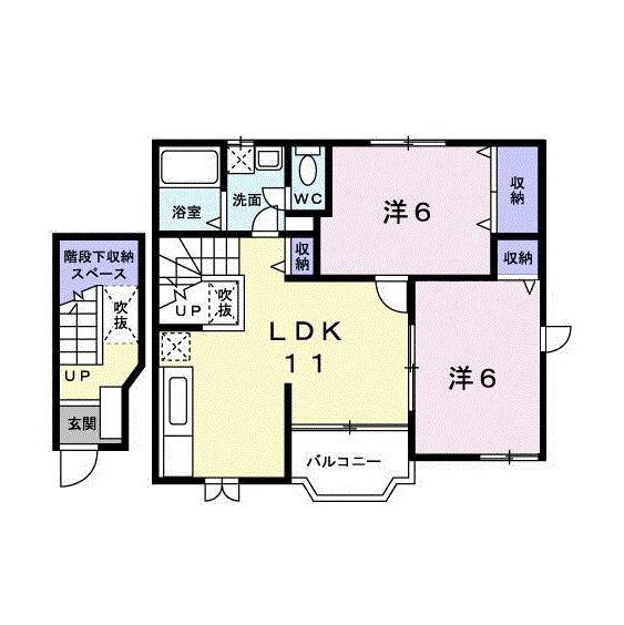 プリムヴェールC(2LDK/2階)の間取り写真