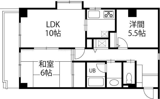 ヴァンベール川口(2LDK/1階)の間取り写真