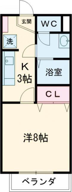 サンパティーク(1K/2階)の間取り写真