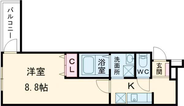 フジパレス東花園イースト(1K/2階)の間取り写真