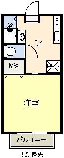 コーポ東C(1DK/1階)の間取り写真