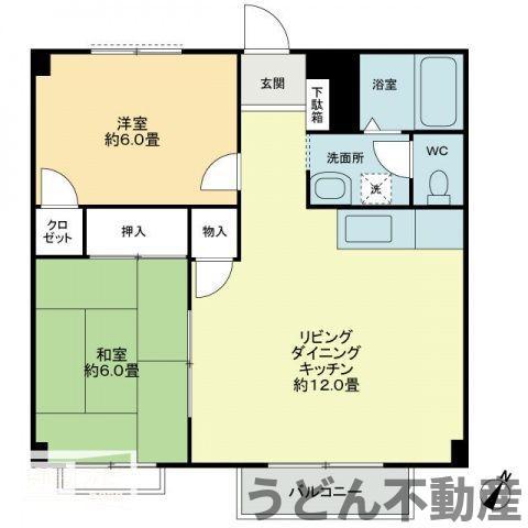 フォブール八幡(2LDK/2階)の間取り写真