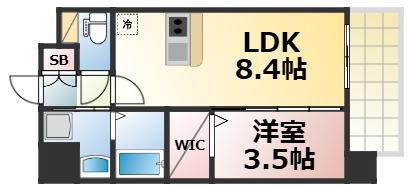 LUXE玉造南(1LDK/2階)の間取り写真