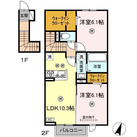 アン ソレイユ(2LDK/2階)の間取り写真