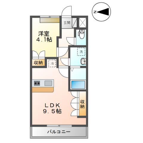 レインボウヒルズ(1LDK/2階)の間取り写真