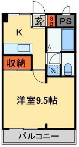 ハイツ新松戸(1K/2階)の間取り写真