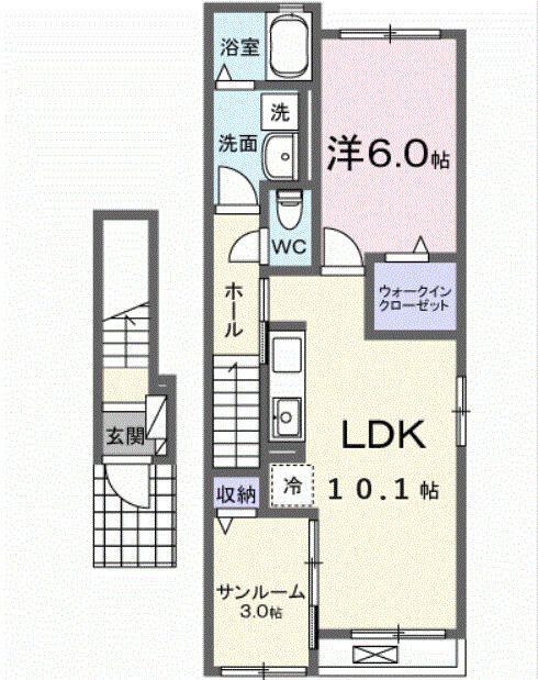 モンレーヴみのり(1LDK/2階)の間取り写真