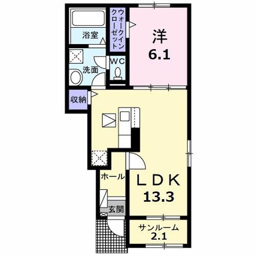 グランドニューファイブII(1LDK/1階)の間取り写真