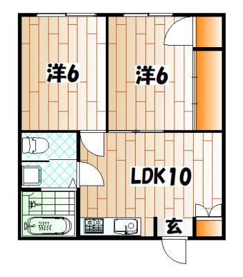 神里ビル(2LDK/7階)の間取り写真
