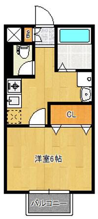 津田沼ハイツ(1K/1階)の間取り写真