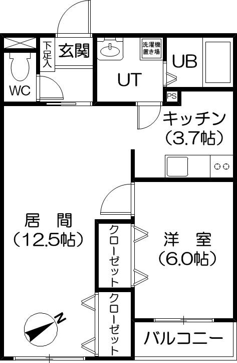 ロイヤルシティ月寒(1LDK/2階)の間取り写真
