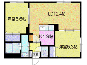 CIEL(2LDK/4階)の間取り写真