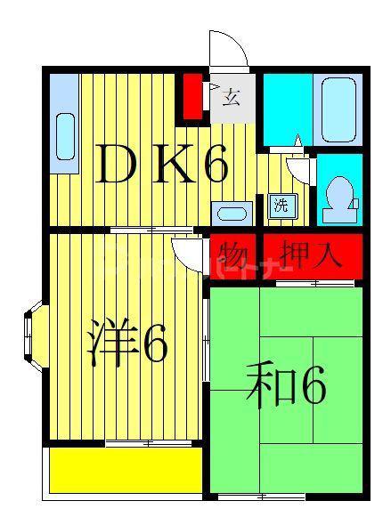 アンビルグリーンコーポA(2K/2階)の間取り写真