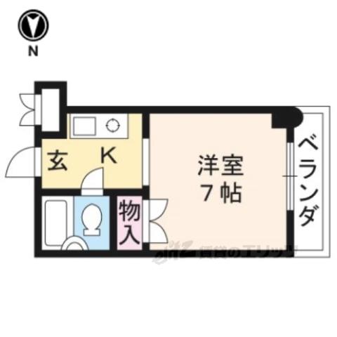 ヴィルベール桂(1K/2階)の間取り写真