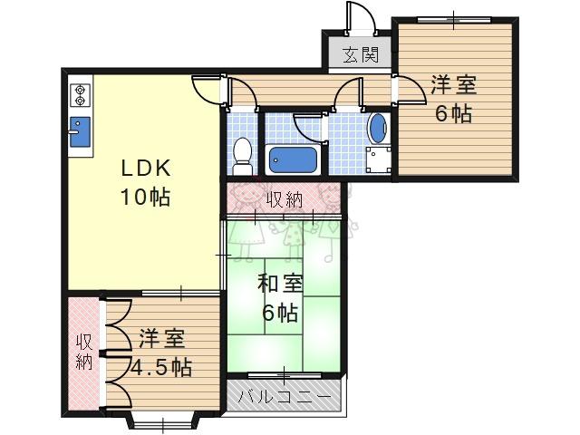 リレックス上住吉(3LDK/5階)の間取り写真