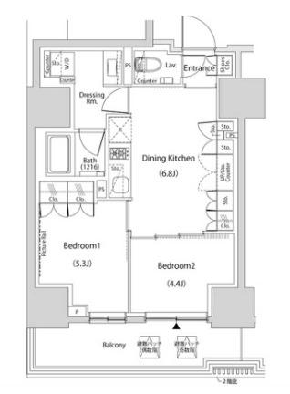 ザ・パークハビオ新中野(2DK/11階)の間取り写真
