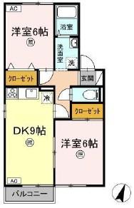 セジュールステア B棟(2DK/2階)の間取り写真