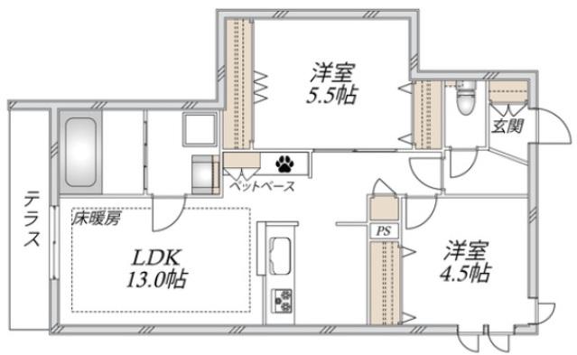 LA SEINE(2LDK/1階)の間取り写真