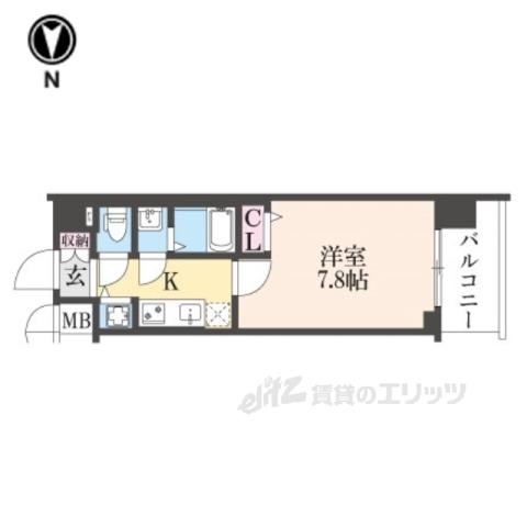 ファステート京都洛南エリーゼ(1K/3階)の間取り写真