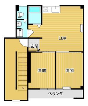 辰巳館 宮浦(2LDK/2階)の間取り写真