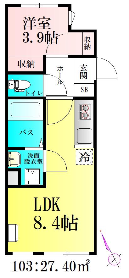 FROST(1LDK/1階)の間取り写真