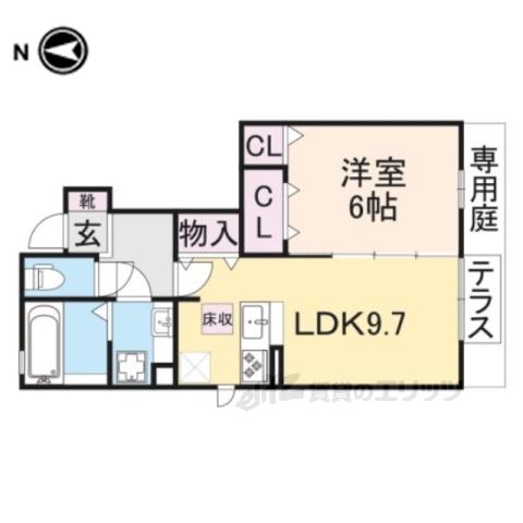 ノース プレイス(1LDK/1階)の間取り写真