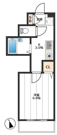 リベルテK・T(1K/3階)の間取り写真