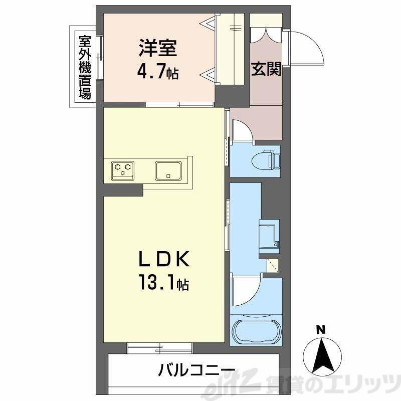 ユイロ中津(1LDK/3階)の間取り写真