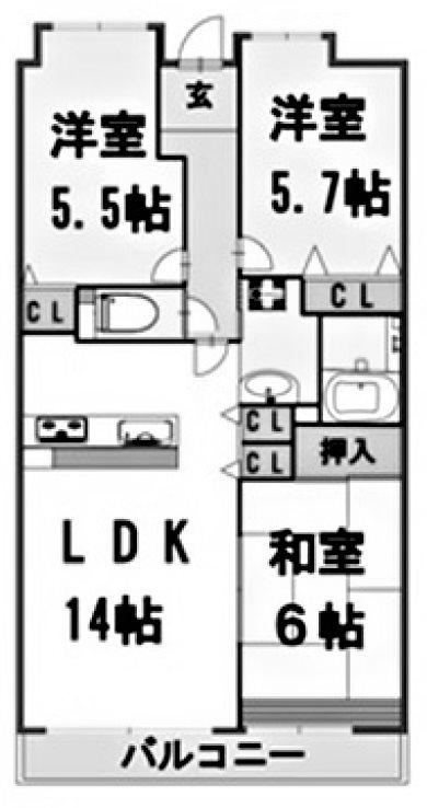 グランシャリオ(3LDK/2階)の間取り写真