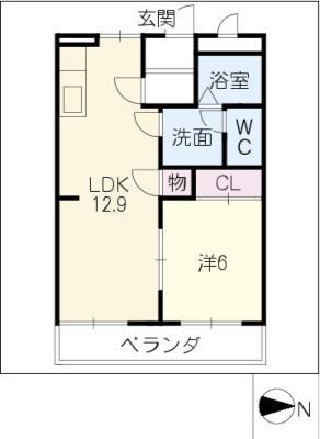 クリエートパレス(1LDK/2階)の間取り写真