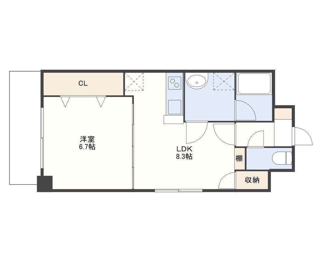 カルディア宝町(1LDK/7階)の間取り写真