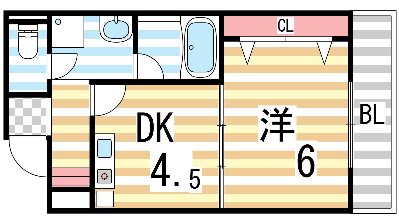 CORRECT FORET 住道(1DK/3階)の間取り写真