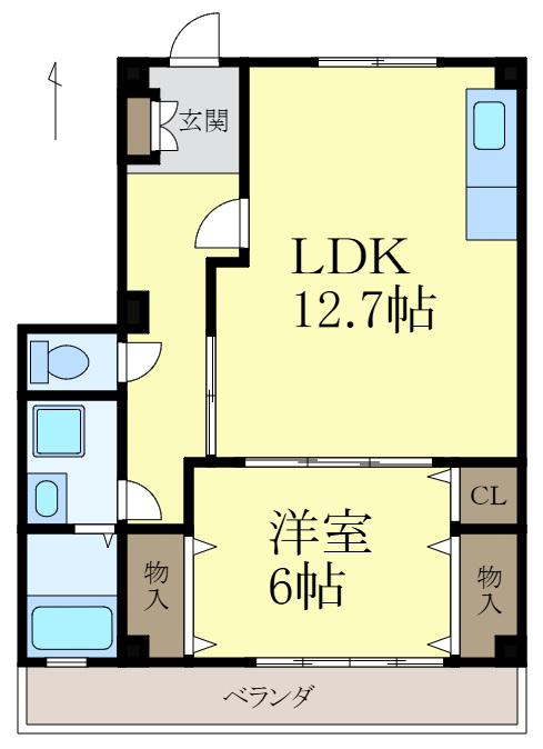 竹田マンション(1LDK/3階)の間取り写真