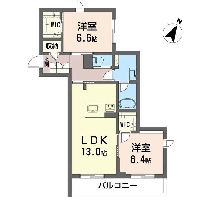 リアン ブルーム(2LDK/2階)の間取り写真