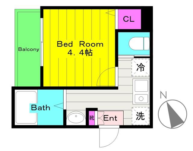 メルディア調布(1K/1階)の間取り写真